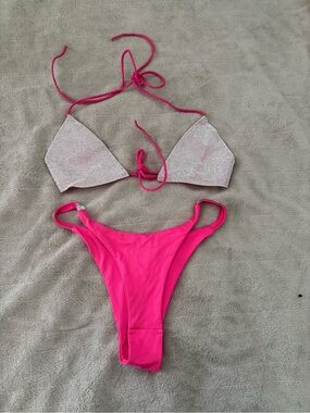 Hot & Delicious Hot Pink Rhinestone Triangle Bikini